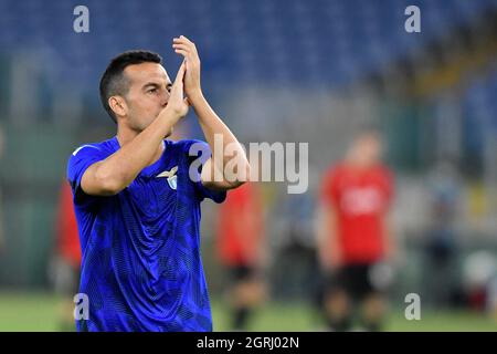 Rom, Italien. September 2021. Im Einsatz während des UEFA Europa League-Spiels der Gruppe E zwischen Lazio Roma Lokomotiv Moskva im Stadio Olimpico am 30. September 2021 in Rom, Italien. (Foto: Domenico Cippitelli/Pacific Press/Sipa USA) Quelle: SIPA USA/Alamy Live News Stockfoto