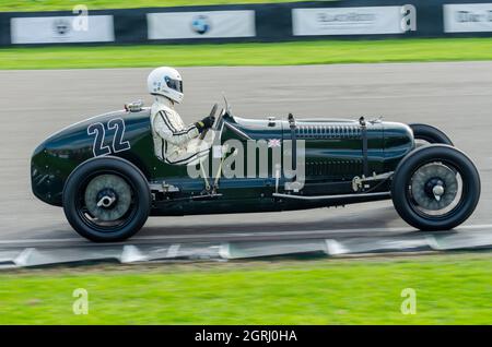 1935 Frazer Nash Monoposto Oldtimer-Rennen in der Goodwood Trophy beim historischen Rennen von Goodwood Revival 2014. Stockfoto