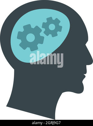 Denkprozess im Kopf-Symbol, flachen Stil Stock Vektor