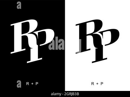 Schwarz-weiße Farbe des RP-Anfangsbuchstabens Stock Vektor