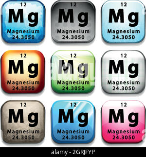 Eine Schaltfläche mit dem Element Magnesium Stock Vektor