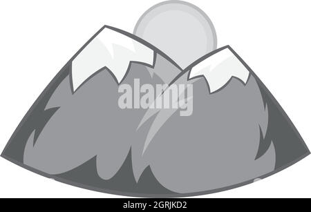 Berge und Sonnensymbol, monochrome Blackstyle Stock Vektor