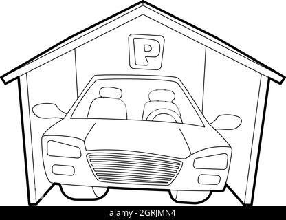 Überdachte Auto-Parkplatz-Symbol, isometrischen 3d Stil Stock Vektor