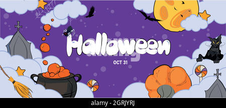 Happy Halloween Sonderangebot Social Media Banner Stock Vektor