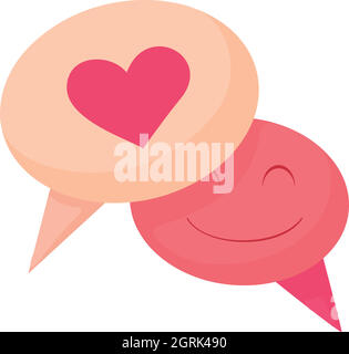 Blase Rede Liebe Symbol, Cartoon-Stil Stock Vektor