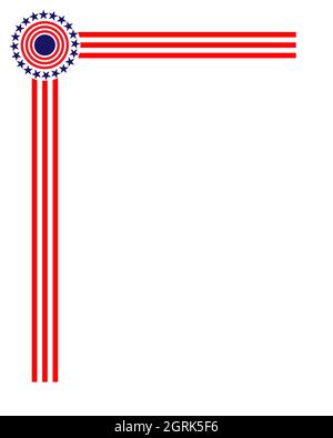 USA Flag Symbolik Eckrahmen mit leerem Platz für Text. Stock Vektor