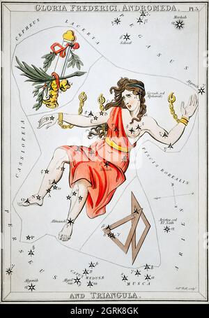Sidney Hall (1788-1831) – Astronomische Kartendarstellung von Gloria Frederici, Andromeda. Stockfoto