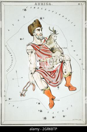 Sidney Hall (1788-1831) – Astronomische Kartendarstellung der Auriga.
