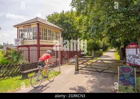 Warmley Station an der alten Bahnlinie von Bristol nach Bath. Jetzt ein Radweg. Jetzt Teil von Bristol und Bath Railway Path Stockfoto