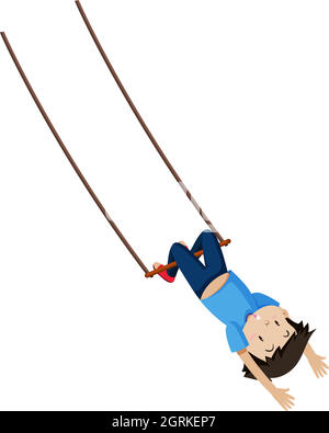 Ein Junge auf Trapeze Swing Stock Vektor