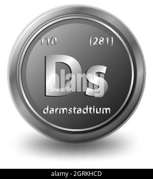 Darmstadtium chemisches Element. Chemisches Symbol mit Ordnungszahl und atomarer Masse. Stock Vektor