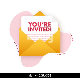 Symbol „Eingeladener Ausweis“. Geschrieben In Einem Kuvertbrief. Vektorgrafik. Stock Vektor