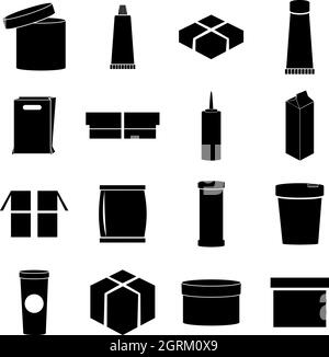 Verpackung-Symbole-Set, einfachen Stil Stock Vektor