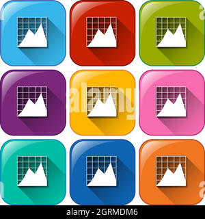 Schaltflächen mit Diagrammen Stock Vektor