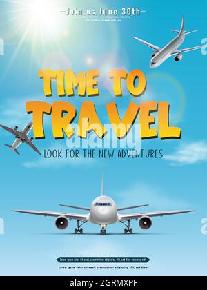 Vector-Reisesbanner. Time to travel Poster. Stock Vektor
