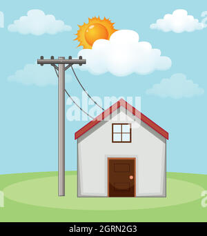 Diagramm, das zeigt, wie Solarzellen zu Hause funktionieren Stock Vektor