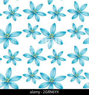 Nahtloses Hintergrunddesign mit blauen Blumen Stock Vektor