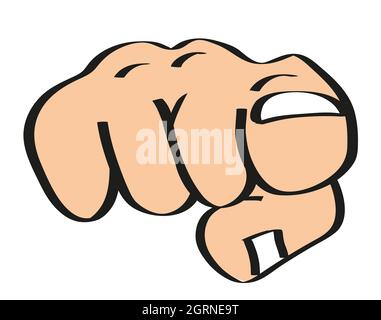 Große Hand zeigt mit dem Zeigefinger auf den Betrachter - Illustration isoliert auf weißem Hintergrund Stockfoto