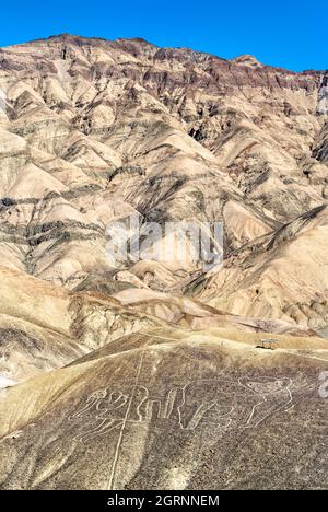 Die Affe-Geoglyphe bei Palpa in Peru Stockfoto