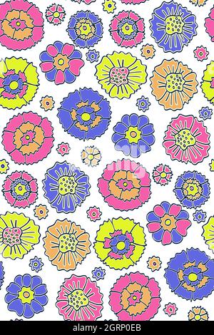 Florales Nahtloses Hintergrundmuster. Ethnische Vektor-Illustration. Fantasy Blumen von Hand gezeichnet. Orientalischer Stil Stock Vektor