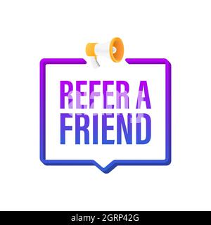 Empfehlen Sie einen Freund. Geschäftserfolg. Vektorgrafik. Stock Vektor