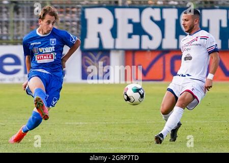 Pagani, Italien. September 2021. PAGANI, ITALIEN - 29. SEPTEMBER: Carmine Cretella von Paganese Calcio 1926 während einer Spielaktion zwischen dem Paganese Calcio 1926 V Vibonese im Marcello Torre Stadium am 29. September 2021 in Pagani Italien. (Foto von Alessandro Barone/Pacific Press/Sipa USA) Quelle: SIPA USA/Alamy Live News Stockfoto