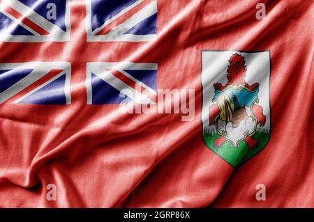 Winkende detailreiche Nationalflagge der Bermuda Stockfoto