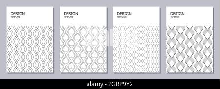 Set von Flyern, Plakaten, Bannern, Plakaten, Broschüren Design Vorlagen A6 Größe. Grafische Designvorlagen mit welligen Linien, glatten Linien. Vektor schwarz. Stock Vektor
