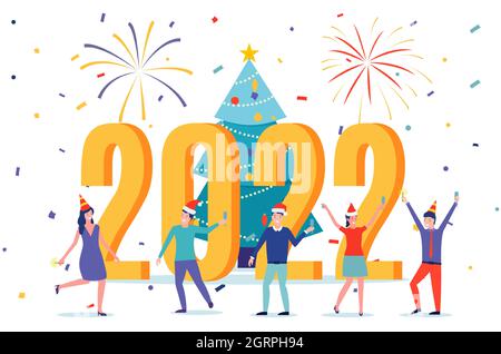 Grußkarte zum frohen neuen Jahr 2022. Stock Vektor