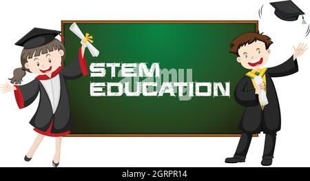 MINT-Ausbildung und zwei graduierte Studenten Stock Vektor