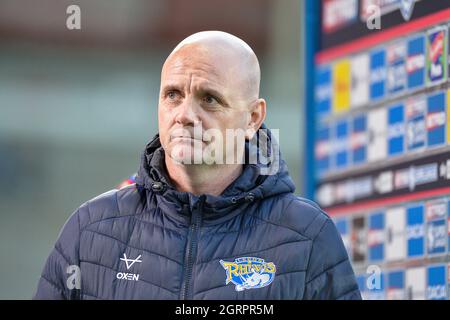 St. Helens, Großbritannien. Oktober 2021. St. Helens, England - 1. Oktober 2021 - Leeds Rhinos’ Head Coach Richard Agar über Medienaufgaben vor der Rugby League Betfred Super League, Halbfinale, St. Helens vs Leeds Rhinos im Totally Wicked Stadium, St. Helens, Großbritannien Dean Williams Credit: Dean Williams/Alamy Live News Stockfoto