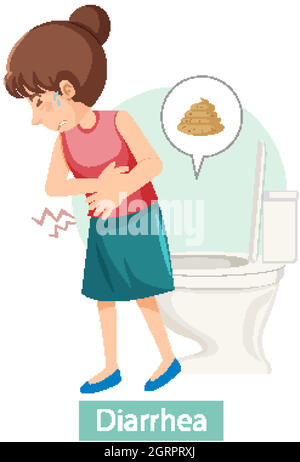 Cartoon-Figur mit Durchfall-Symptome Stock Vektor