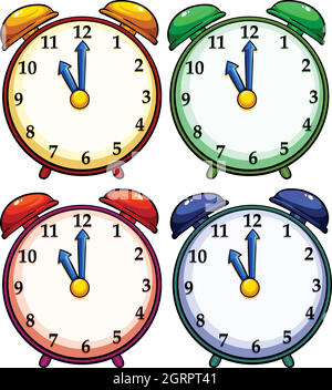 Vier bunte Uhren Stock Vektor