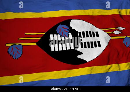 Nahaufnahme im Vollformat auf einer winkenden Swasiland-Flagge in 3D-Rendering. Stockfoto