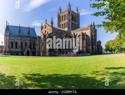 Die herrliche Architektur der Hereford Cathedral, einer der großen englischen Klassiker Stockfoto