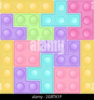 Hintergrund von popit Tetris Bricks - trendige Silizium-Fidget-Spielzeuge. Antistress Suchtfaktor Spielzeug für Fidget in Pastellfarben. Blasensensorik entwickelt popit Stock Vektor