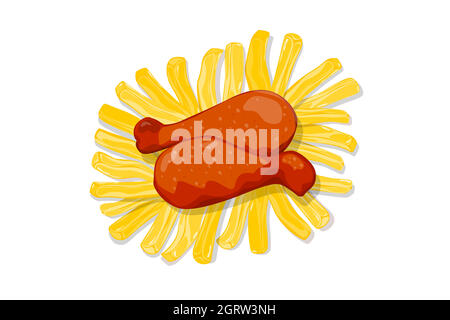 Hühnchen und Pommes Stock Vektor