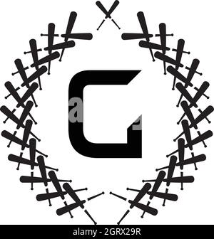 Buchstabe g Logo-Design mit Baseballsymbol zur Illustration Stock Vektor