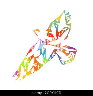 Abstrakte bunte Mosaik von Vögeln. Bunte fliegende Vögel am Himmel. Vektorgrafik Stock Vektor