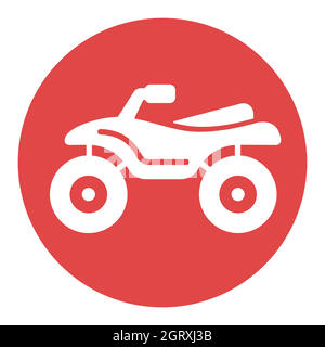 ATV-Fahrer, Quad Bike Flat Vector weißes Glyphen-Symbol Stock Vektor
