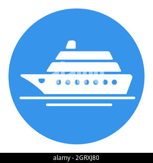 Cruise Liner Flat Vector White Glyph Icon isoliert Stock Vektor