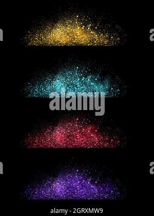 Luxus Gold Glitter Partikel auf schwarzem Hintergrund. Glühende Lichter magische Effekte. Glow funkelt, Vektorgrafik. Stock Vektor