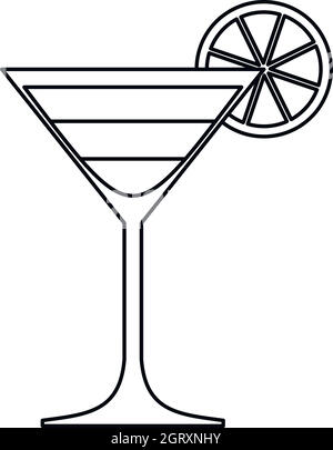 Cocktail-Symbol, Umriss-Stil Stock Vektor