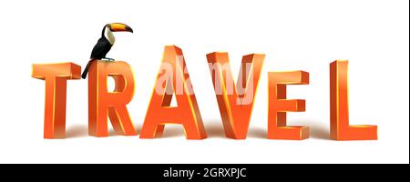 realistische 3d-Vektor-Reisebuchstaben. Isoliert auf weißem Hintergrund. Stock Vektor