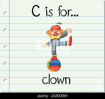 Flashcard Buchstabe C ist für Clown Stock Vektor