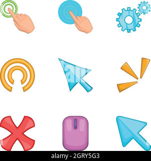 Cursor-Zeiger-Symbole gesetzt, Cartoon-Stil Stock Vektor