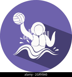 Wasserball-Symbol auf rundem Abzeichen Stock Vektor