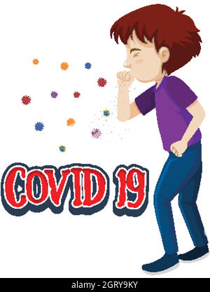 Poster Design für Coronavirus Thema mit Mann Husten Stock Vektor