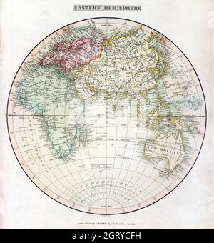 Eastern Hemimimimisein (1808) von C. Smith. Karte der Welt. Stockfoto