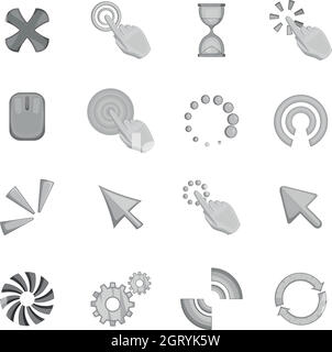 Klicken Sie auf Cursor Symbole eingestellt, monochromen Stil Stock Vektor